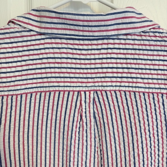 Karen Scott Red White Blue Striped Seersucker Dress Patriotic July 4 Size Small - Picture 7 of 16
